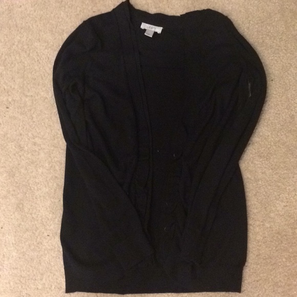 Ann Taylor Loft Black Cardigan Sweater Ruching - Picture 2 of 6